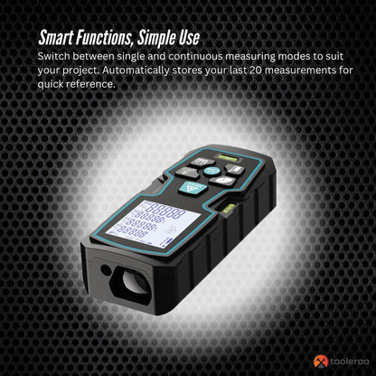 Tooleroo 70m Digital Laser Distance Measurer - LCD Area Volume Meter Tool