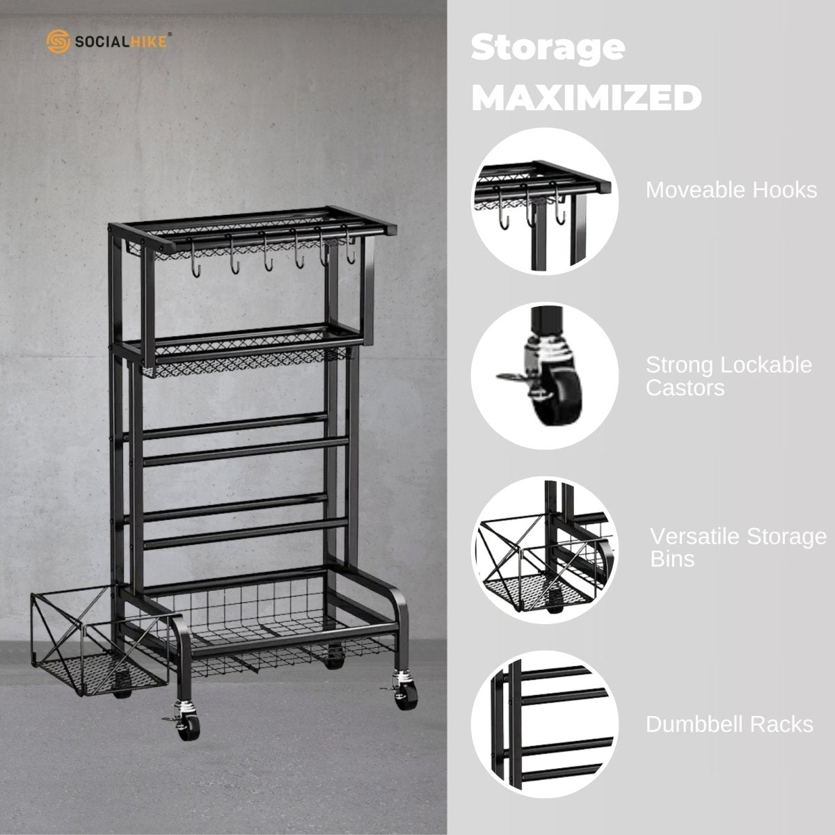 Gym Equipment Storage Rack on Wheels - Factory Direct Shop