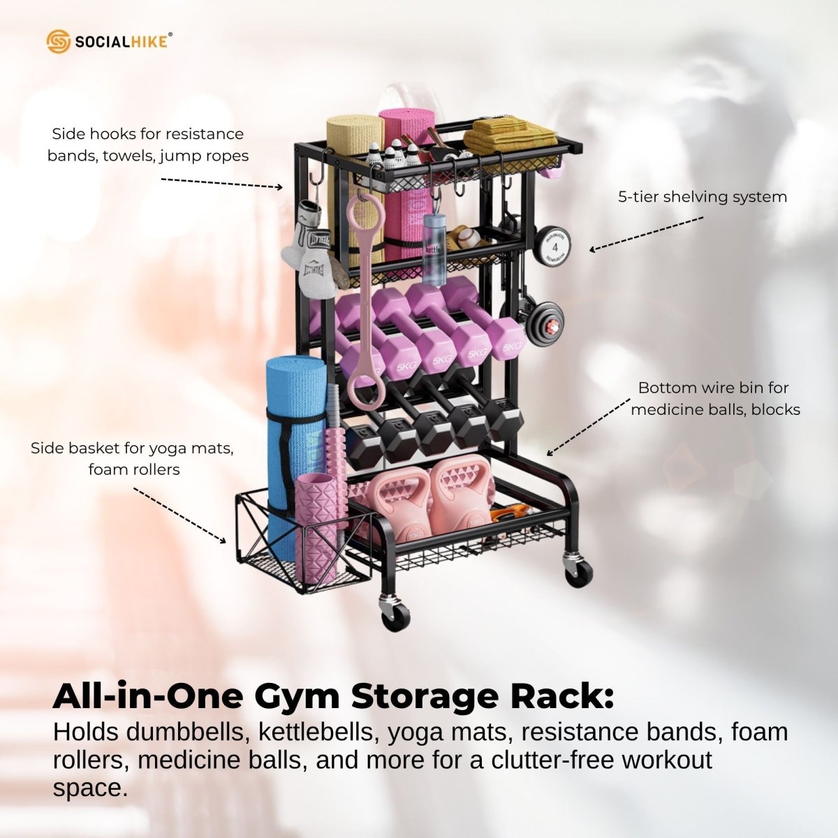 Gym Equipment Storage Rack on Wheels - Factory Direct Shop