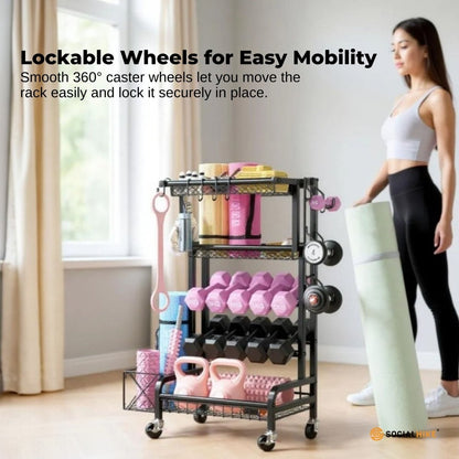 Gym Equipment Storage Rack on Wheels - Factory Direct Shop