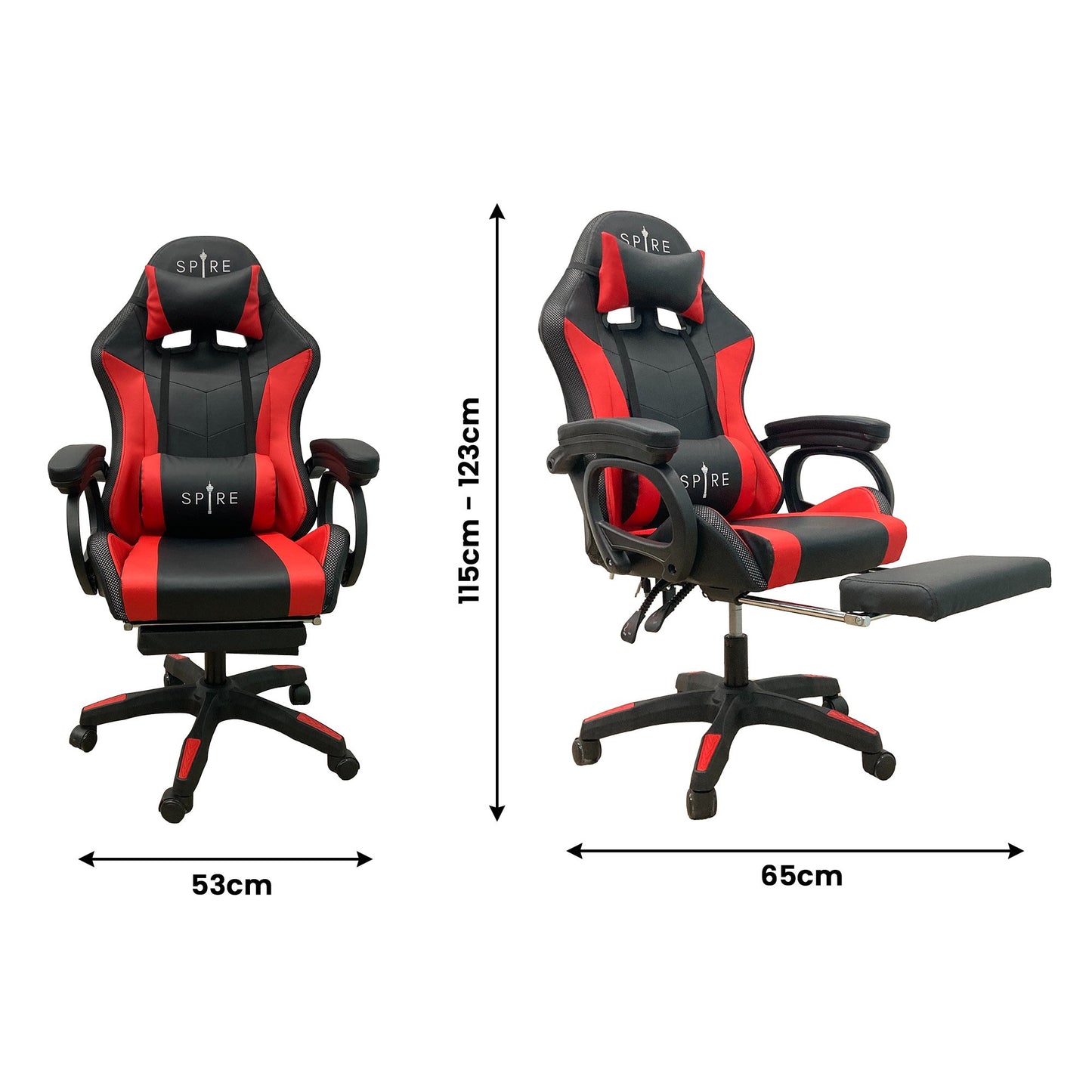 Intex Gaming Chair Spire Onyx with Led Massage - Red And Black