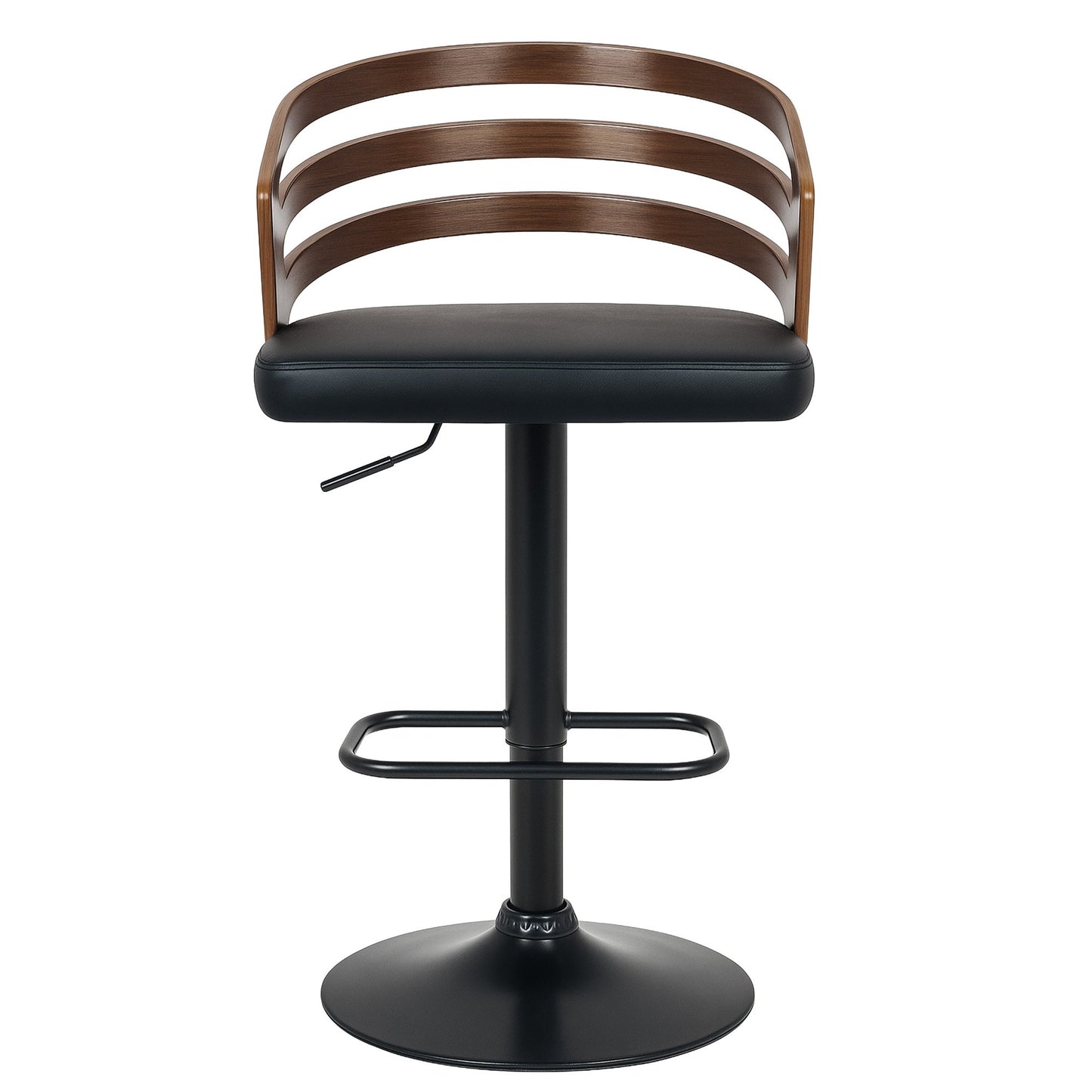 Sarantino Set Of 2 Bentwood Walnut Barstool Adjustable Height Swivel Footrest