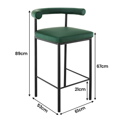 Sarantino Cedric Bar Stool W/ High-density Foam Upholstered Iron Frame Green