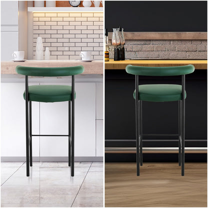 Sarantino Cedric Bar Stool W/ High-density Foam Upholstered Iron Frame Green