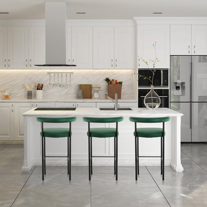 Sarantino Cedric Bar Stool W/ High-density Foam Upholstered Iron Frame Green