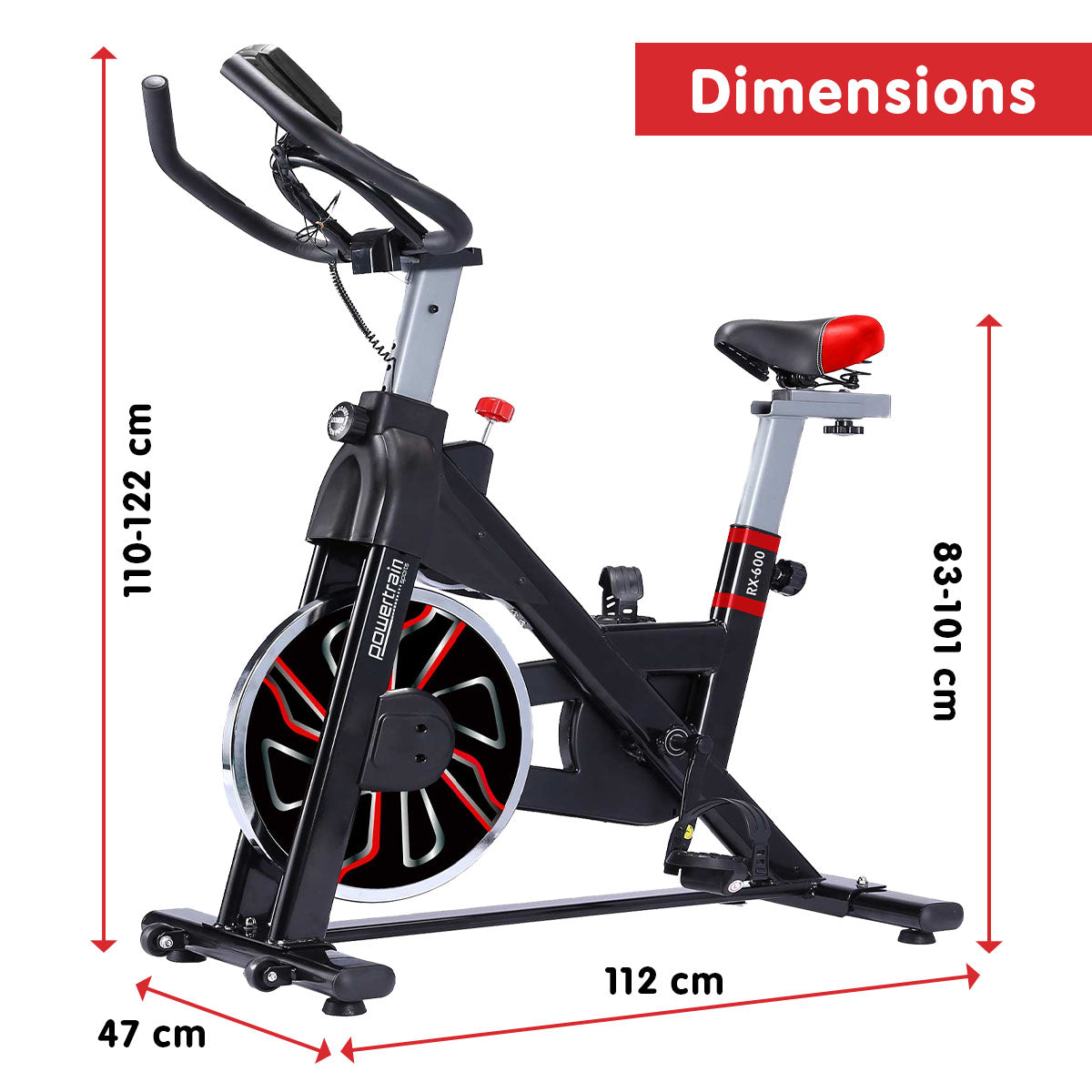 Powertrain  Spin Bike RX-600 Cardio Cycle - Red