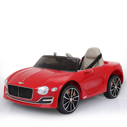 Red toy Bentley car on a white background