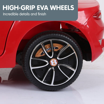Red car with high-grip EVA wheels on a white background
