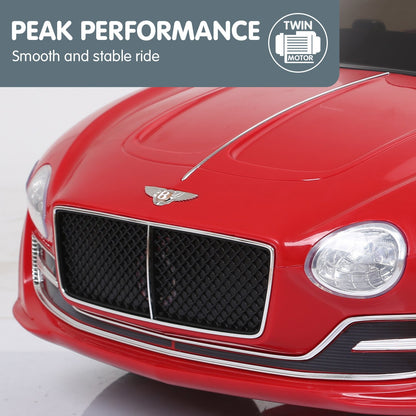 Red Bentley car with 'Peak Performance' text and logo on a white background