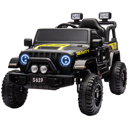 Toy truck with black and yellow design on a white background