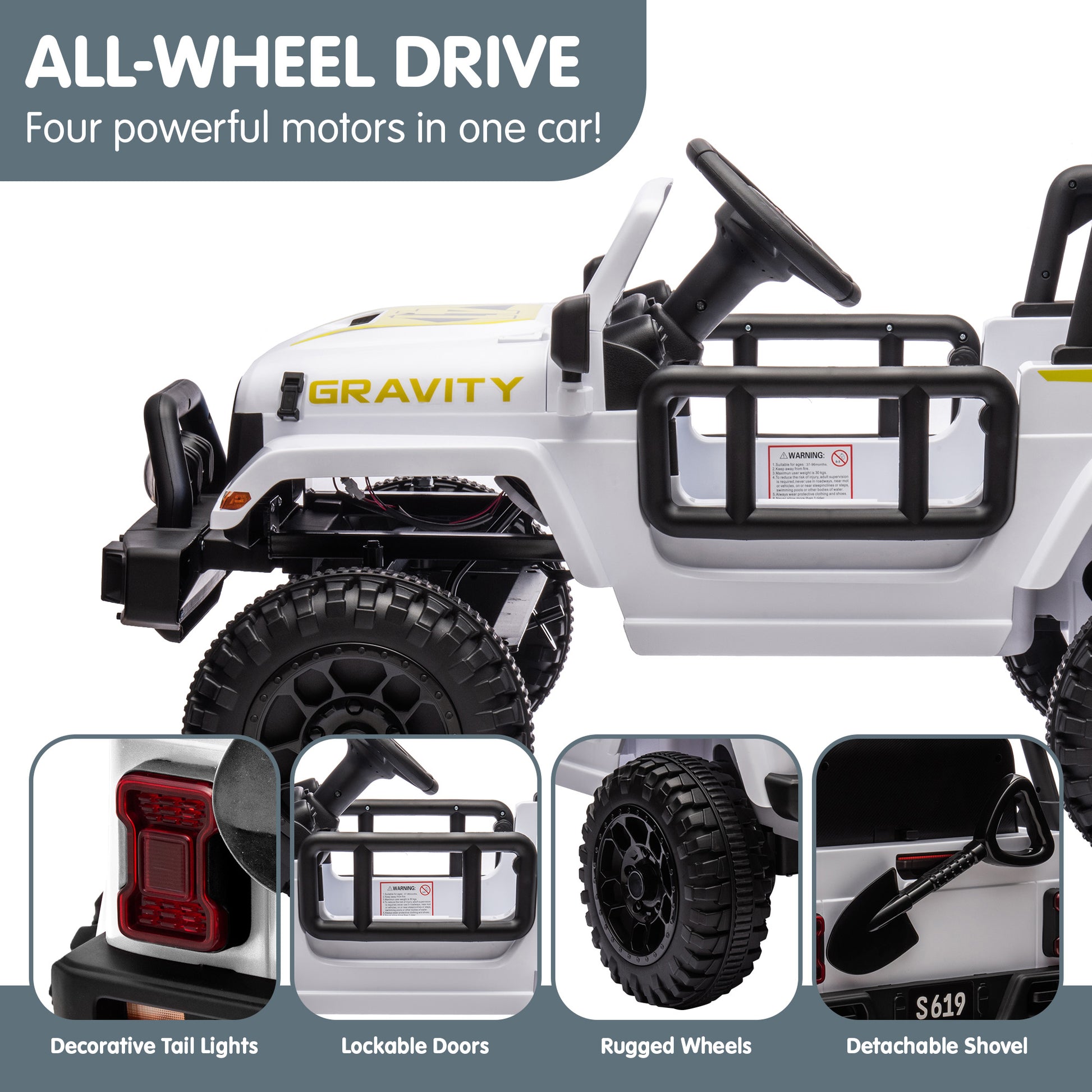 Toy truck with features highlighted on a gray background