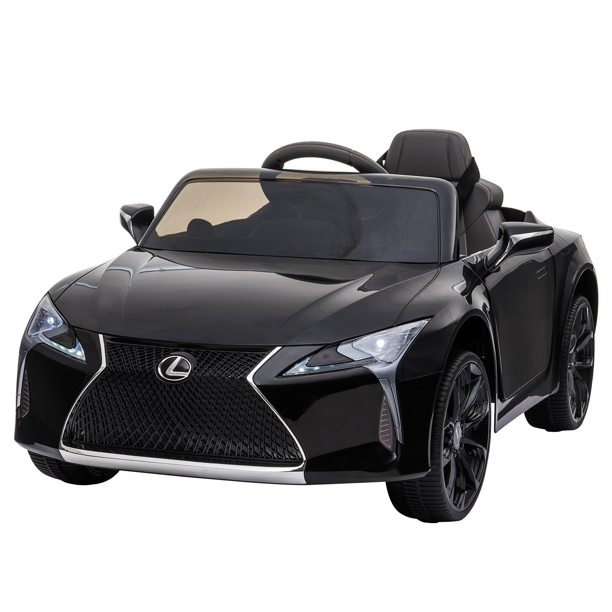 Black toy car with Lexus logo on a white background