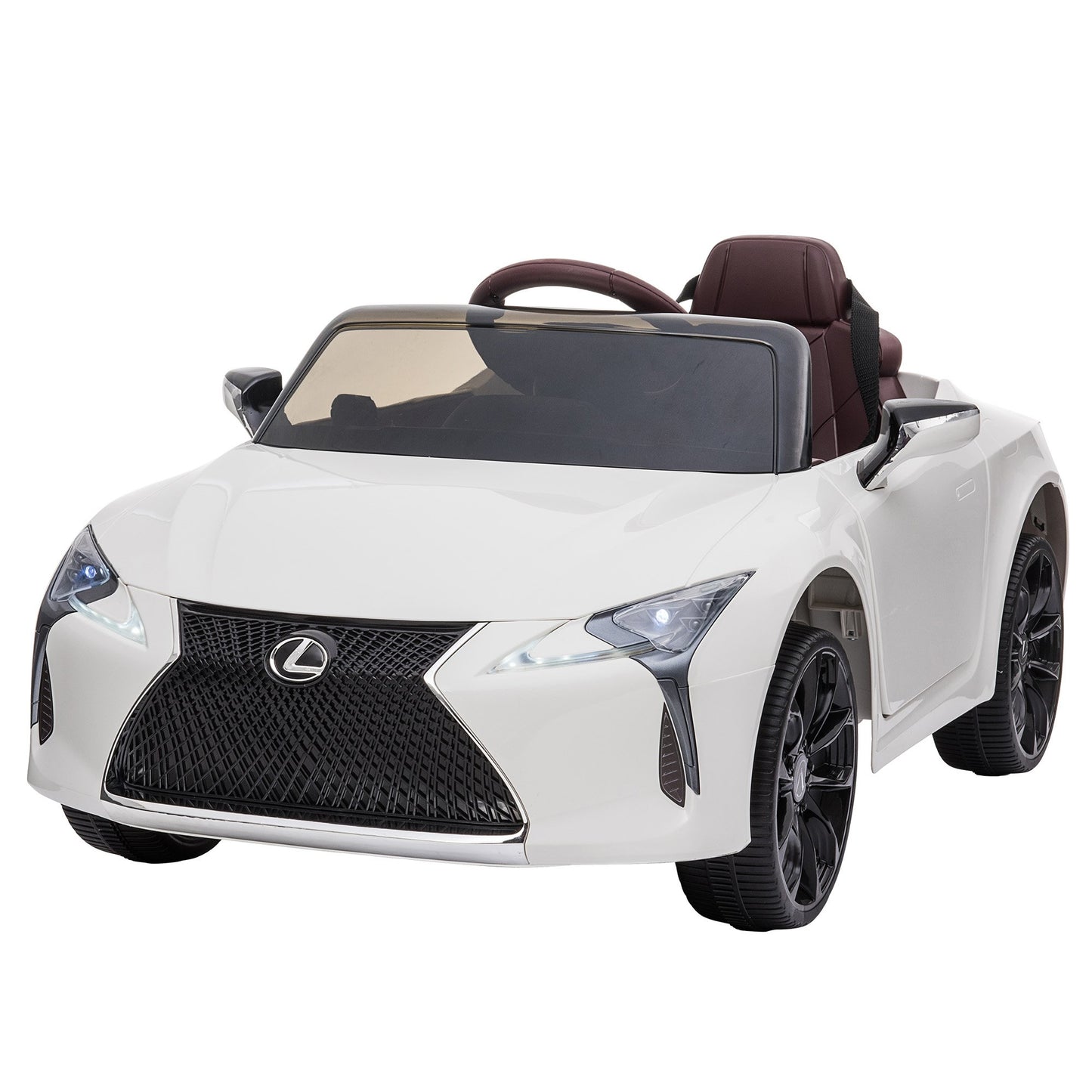 White toy car with Lexus logo on a white background