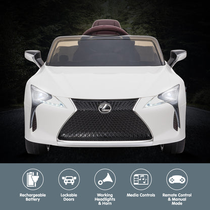 White toy car with Lexus logo on a dark background