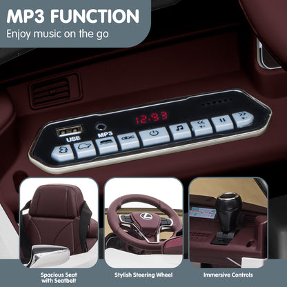 Car dashboard with MP3 player interface and insets showing car interior features.