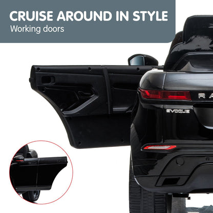 Black car with open door and 'Cruise Around in Style' text on a white background