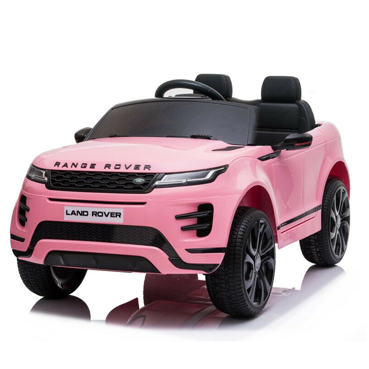 Pink toy Range Rover on a white background