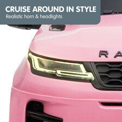 Close-up of a pink car's headlight with 'Cruise Around in Style' text and 'Realistic horn & headlights' text.