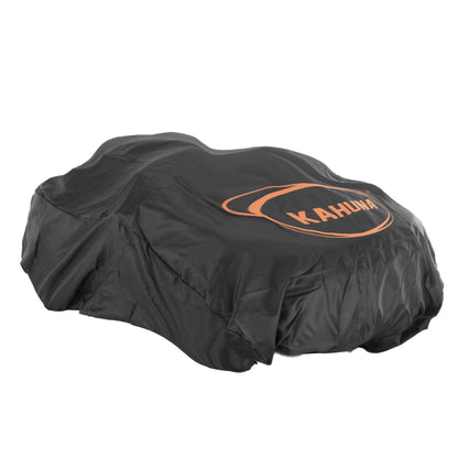 Black motorcycle cover with 'Kawasaki' logo on a white background