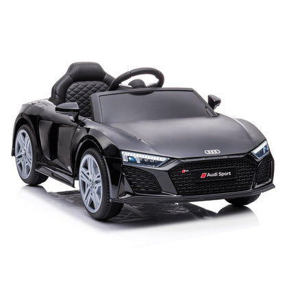 Black toy car with Audi logo on a white background