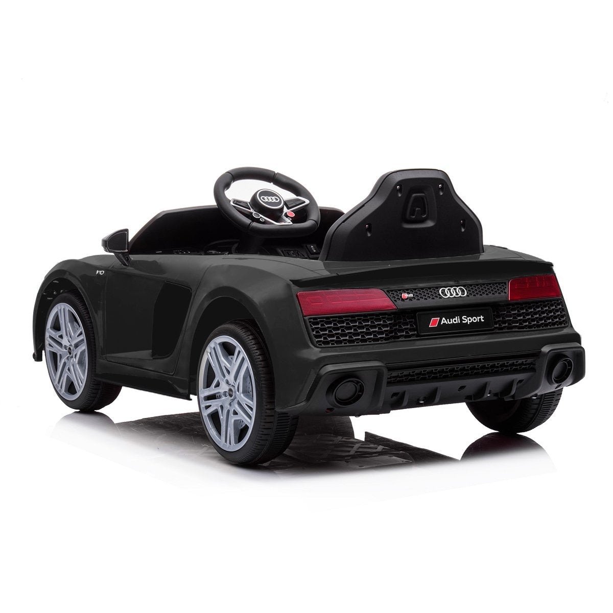 Black Audi toy car on a white background