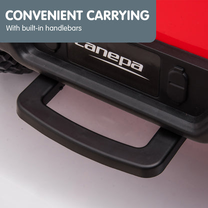 Close-up of a product with built-in handlebars and 'Manepa' branding.