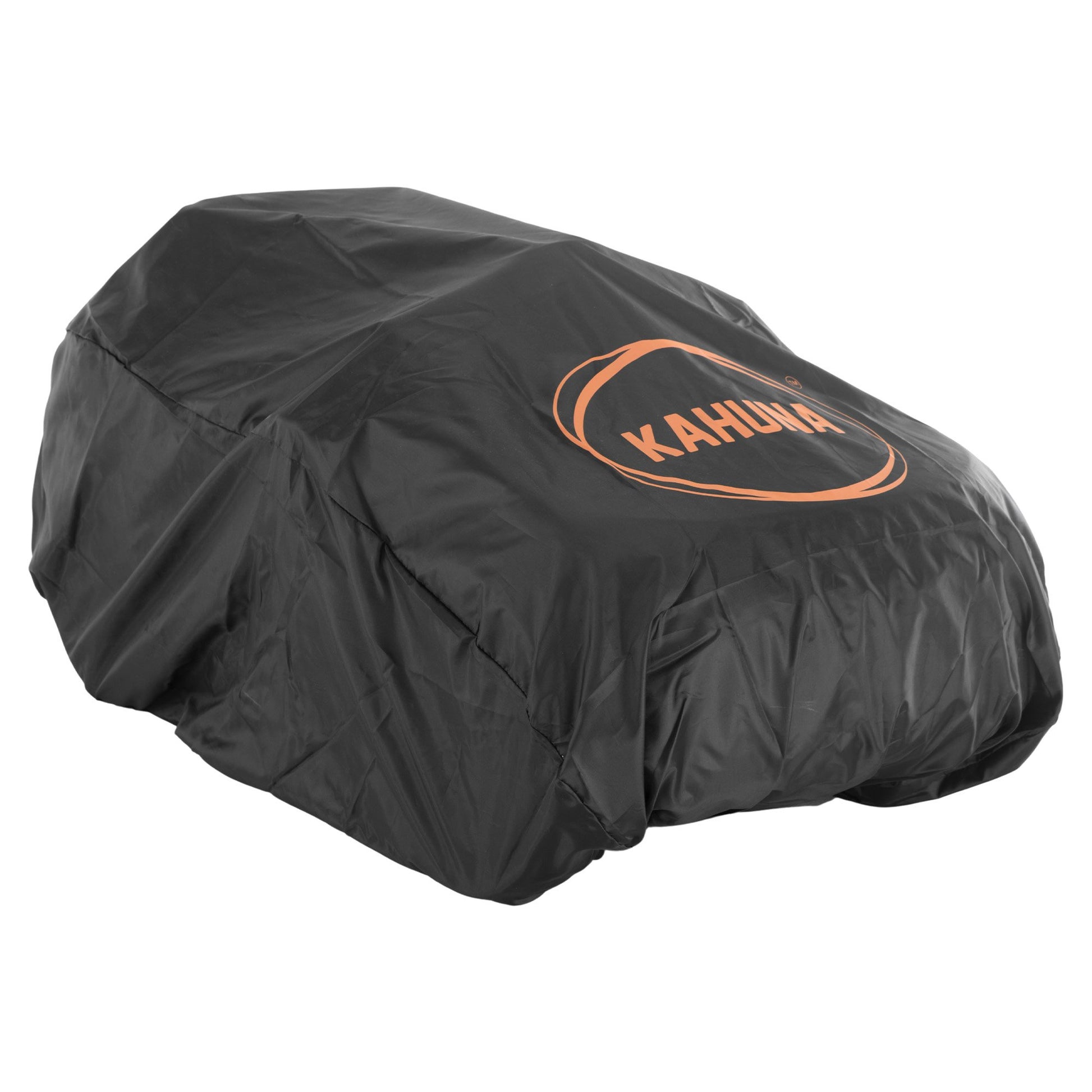 Black motorcycle cover with 'Kahuva' branding on a white background