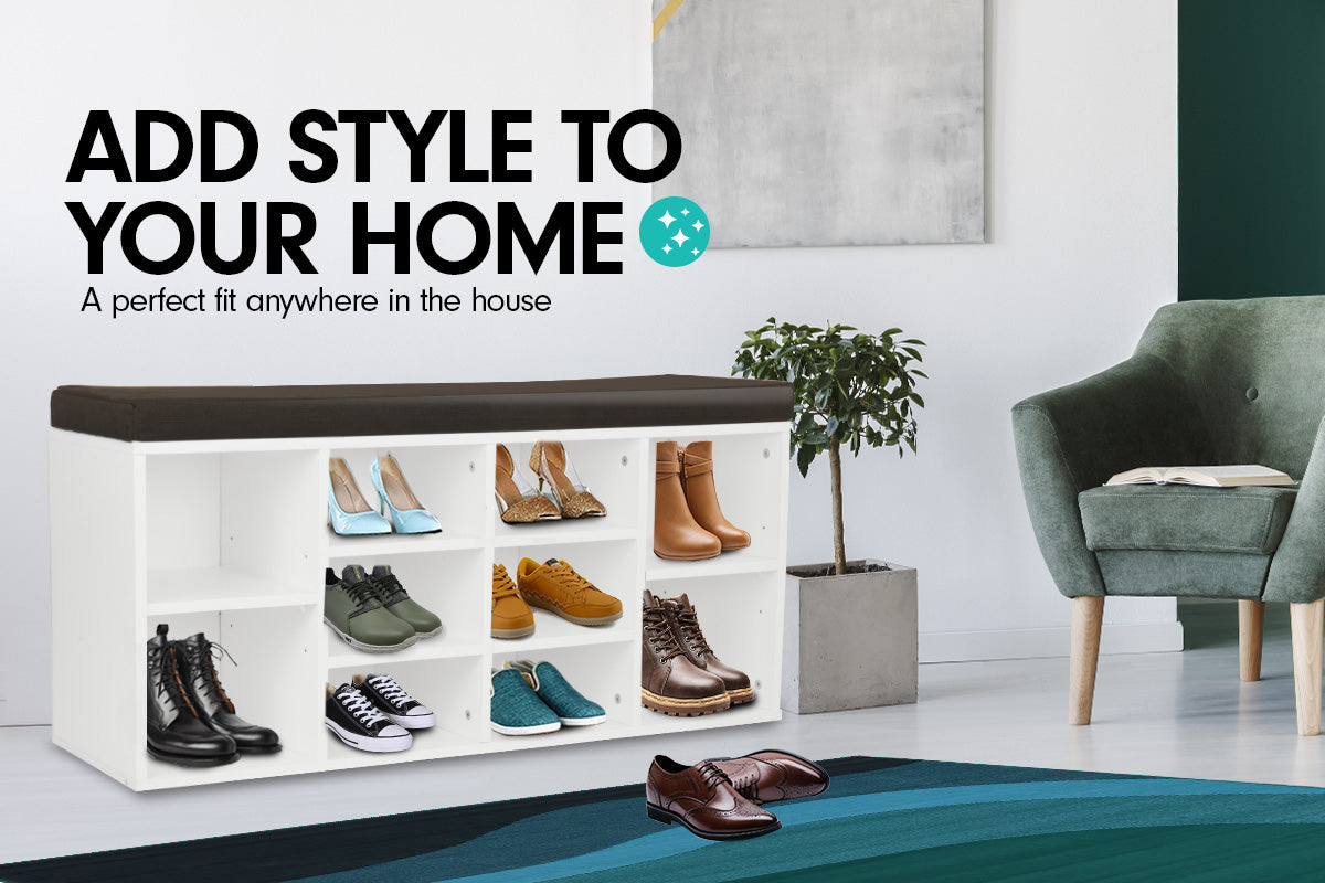 Sarantino Shoe Rack Cabinet - 104 X 30 X 45 - White