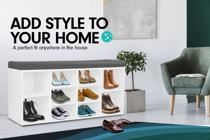 Sarantino Shoe Rack Cabinet Organiser Grey - 104 X 30 X 45 - White