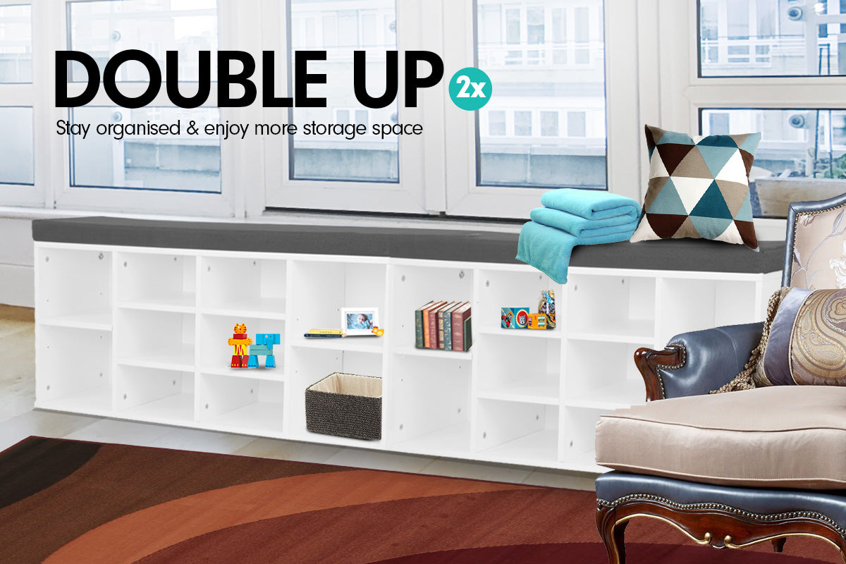 Sarantino Shoe Rack Cabinet Organiser Grey - 104 X 30 X 45 - White