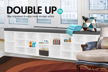 Sarantino Shoe Rack Cabinet Organiser Grey - 104 X 30 X 45 - White