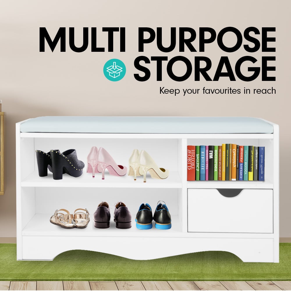 Sarantino Shoe Rack Cabinet Organiser - 80 X 30 X 45 - White