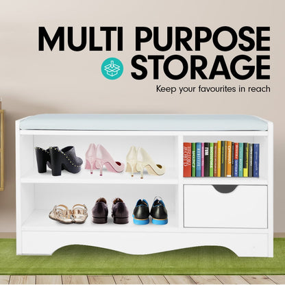 Sarantino Shoe Rack Cabinet Organiser - 80 X 30 X 45 - White