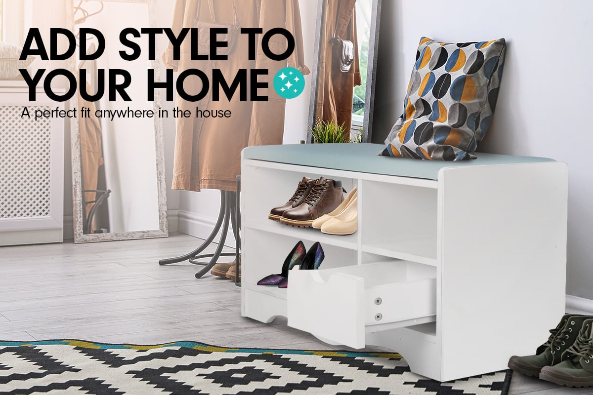 Sarantino Shoe Rack Cabinet Organiser - 80 X 30 X 45 - White