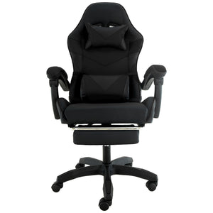 Black office chair with quilted design on a white background