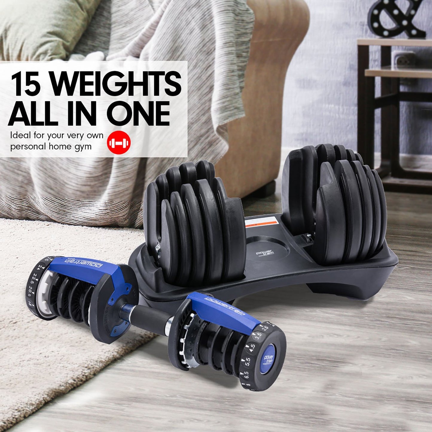 Powertrain Dumbbell Set Adjustable-2x 24kg
