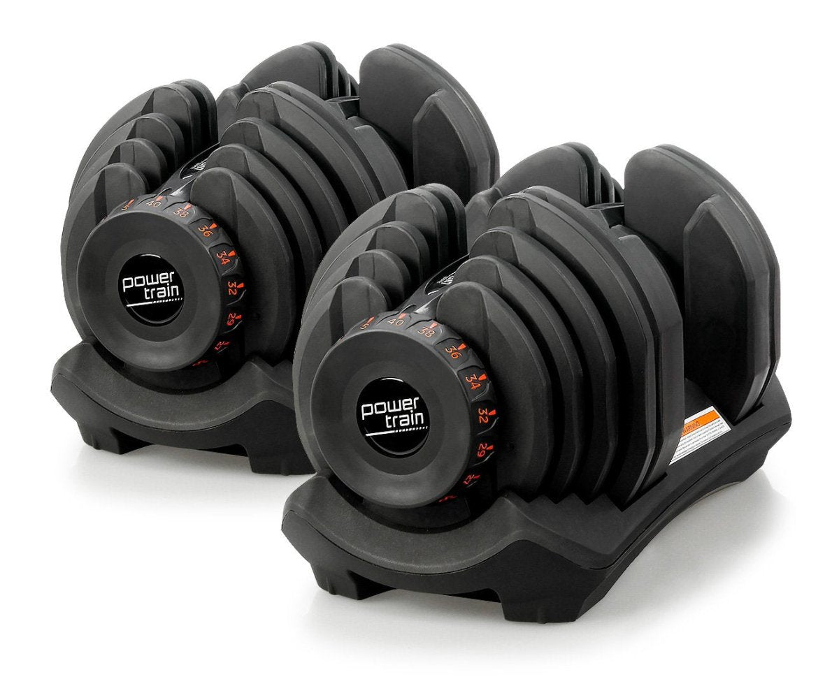 Powertrain Dumbell Set Adjustable - 2 x 40kg Home Gym - Factory Direct Shop