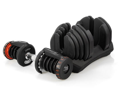 Powertrain 2x 40kg Powertrain Adjustable Dumbbells with Stand - Factory Direct Shop