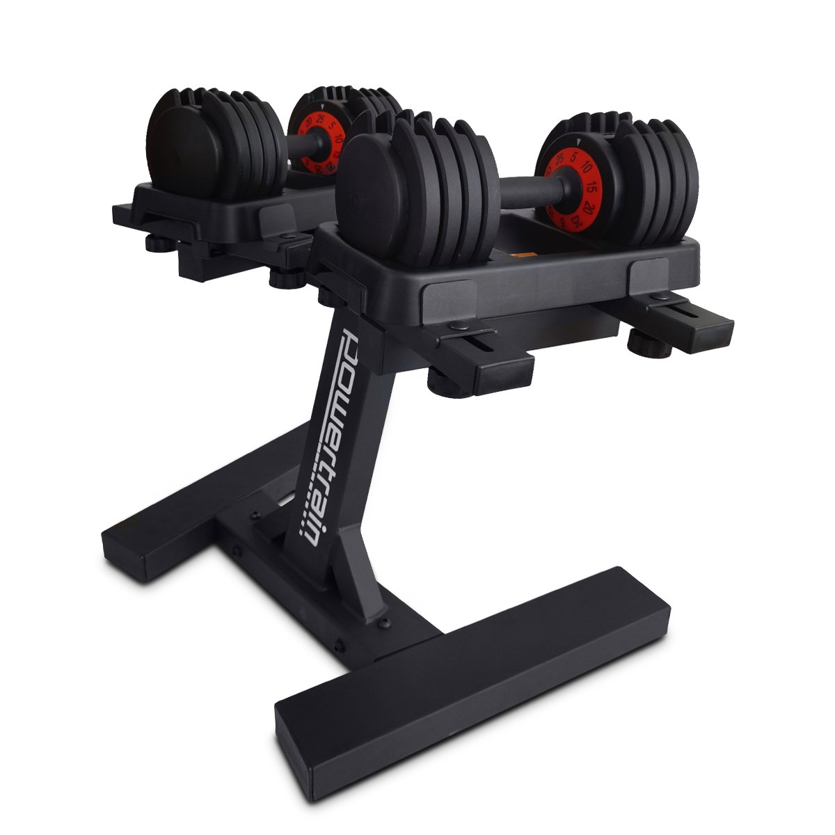 Powertrain Dumbbell Set GEN2 Pro Adjustable - 2 x 25kg - 50kg with Stand - Factory Direct Shop