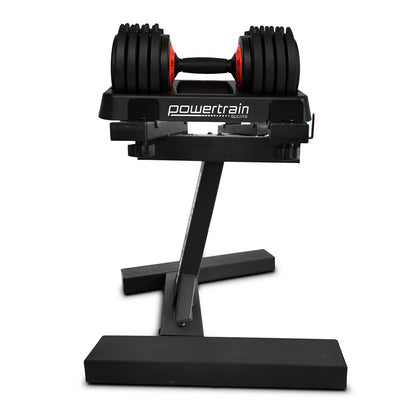 Powertrain Dumbbell Set GEN2 Pro Adjustable - 2 x 25kg - 50kg with Stand - Factory Direct Shop