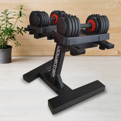 Powertrain Dumbbell Set GEN2 Pro Adjustable - 2 x 25kg - 50kg with Stand - Factory Direct Shop