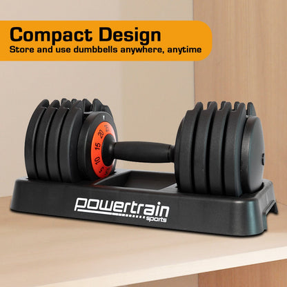 Powertrain GEN2 Pro Adjustable Dumbbell Weights - 25kg - Factory Direct Shop