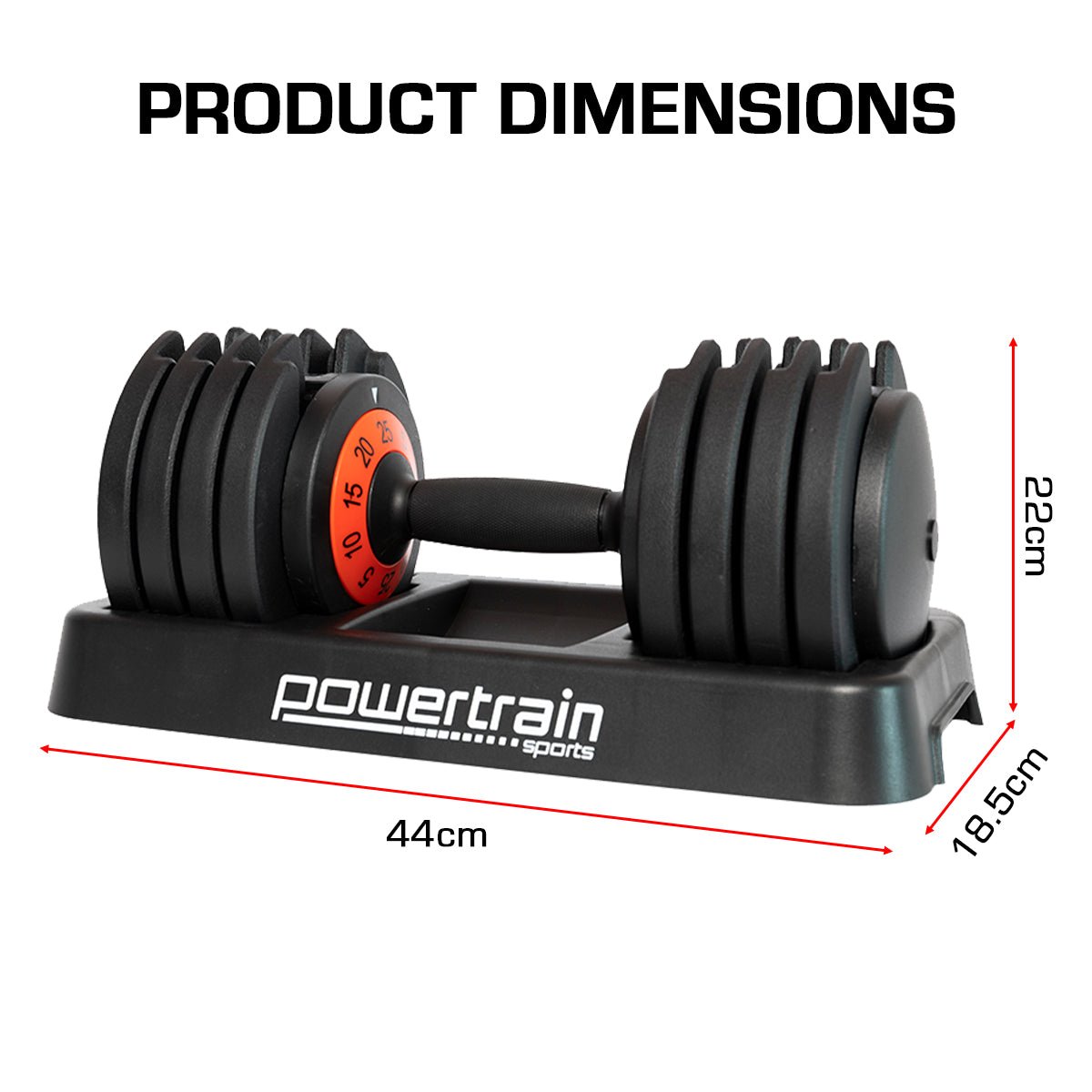 Powertrain GEN2 Pro Adjustable Dumbbell Weights - 25kg - Factory Direct Shop