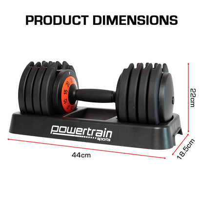 Powertrain GEN2 Pro Adjustable Dumbbell Weights - 25kg - Factory Direct Shop