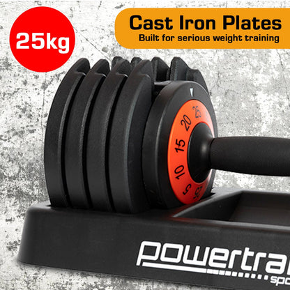 Powertrain GEN2 Pro Adjustable Dumbbell Weights - 25kg - Factory Direct Shop