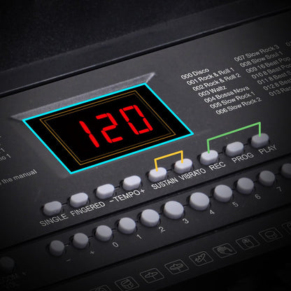 Karrera 61-key Electronic Led Keyboard 75cm Portable Piano In Black With Microphone Input, Headphone Output, 255 Timbres & Rhythms