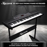 Karrera 61-key Electronic Led Keyboard 75cm Portable Piano In Black With Microphone Input, Headphone Output, 255 Timbres & Rhythms