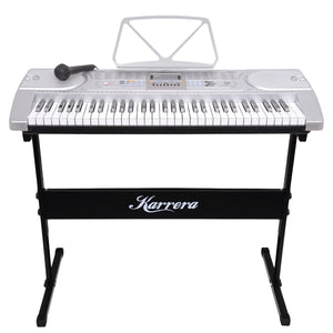 Karrera 61 Keys Electronic Keyboard Teaching Piano with Electric Stand in Silver CHJ-61