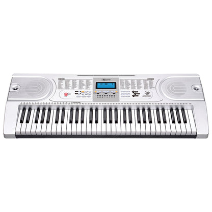 Karrera 61 Keys Electronic Keyboard Teaching Piano with Electric Stand in Silver CHJ-61