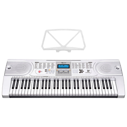 Karrera 61 Keys Electronic Keyboard Teaching Piano with Electric Stand in Silver CHJ-61